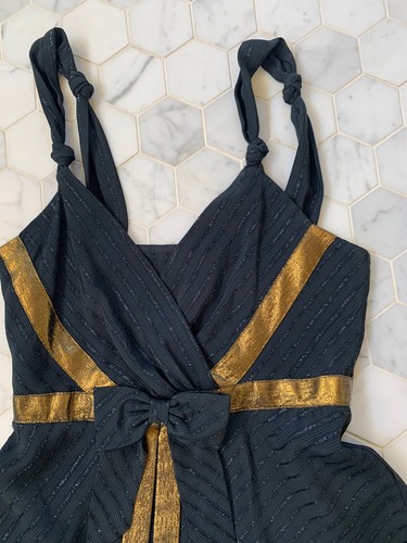 marc by marc jacobs black “glitter” Dress W/gold Contrasting Detail Size 2 - Picture 5 of 6