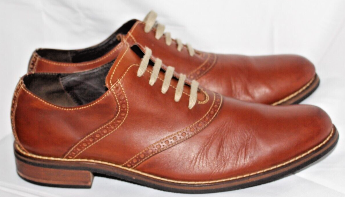 SAOLA Scarpe eleganti Cole Haan Drake C10509 uomo 11M pelle marrone punta alare Oxford derby