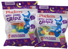 Lot of 2 Plackers Kids Dual Gripz Dental Flosser Fruit Smoothie Swirl 75 Ct Each