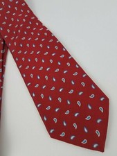 Brooks Brothers Makers Silk Tie Red White Blue Paisley Men Necktie 59 x 3.5/8