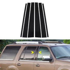 6PCS Glossy Black For Ford Expedition 1997-2017 Window Door Pillar Posts Trim