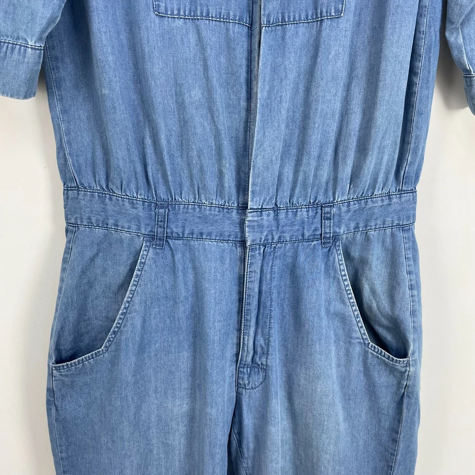 Macacão feminino ONE TEASPOON pequeno cambraia corte zíper bainha mangas 3/4 - Imagem 4 de 4