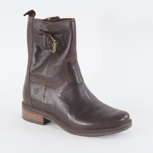 Womens Timberland Mont Chevalier Biker A1SLS Brown Leather Zip Side Casual Boots - Picture 2 of 7