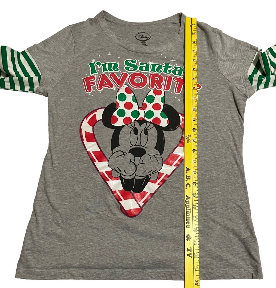 Disney Minnie Mouse I'm Santa's Favorite Christmas TShirt Size Junior