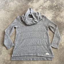 DKNY Sweater Womens Large Gray Cowl Neck Pullover Lightweight Knit Casual
