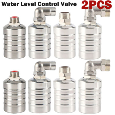 2PC Stainless Steel Automatic Water Level Control Float Valve Water Tank Shutoff