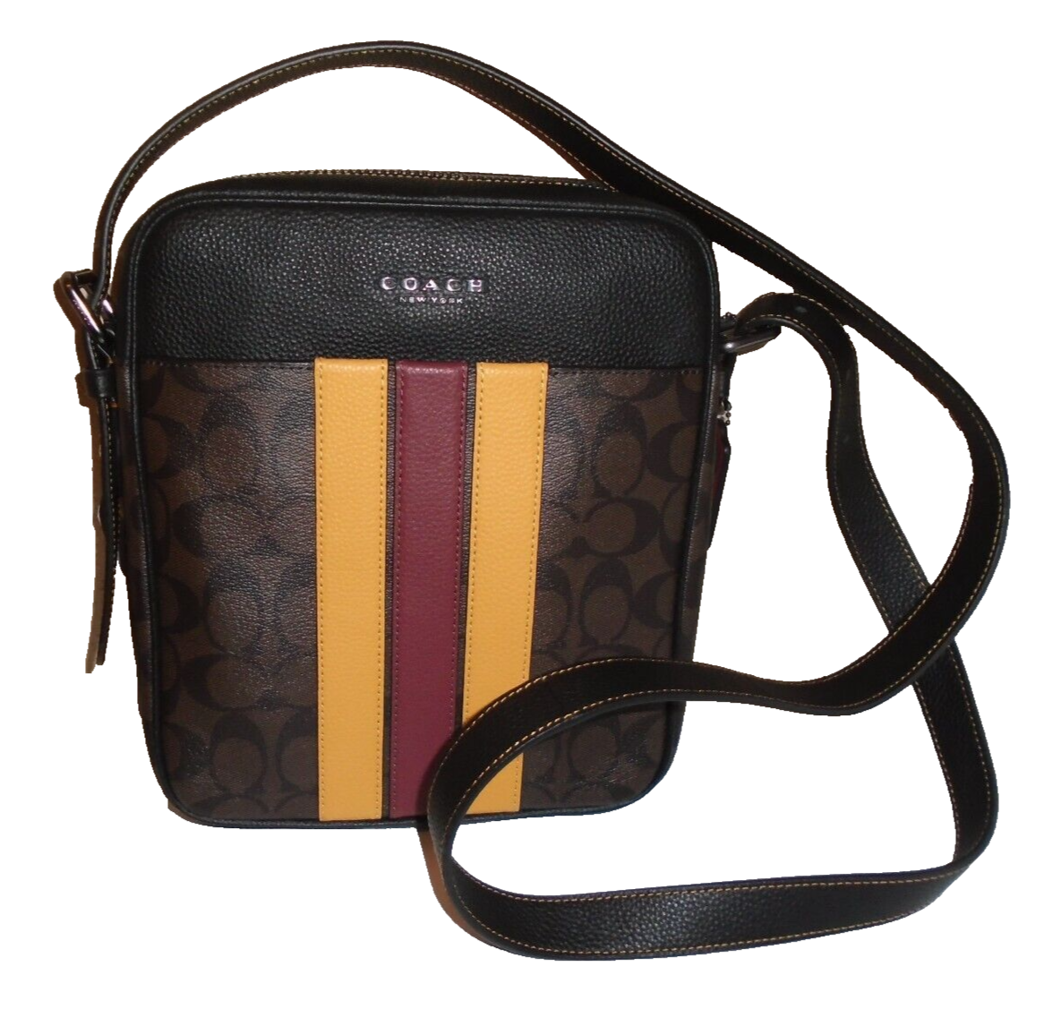 NEW COACH HUDSON VARSITY STRIPE SIGNATURE C COATED CANVAS FLIGHT