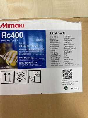 Light Black Mimaki Rc400 Reactive Dye Ink 2ltr Tasche Neu mit Chip O/Date I15