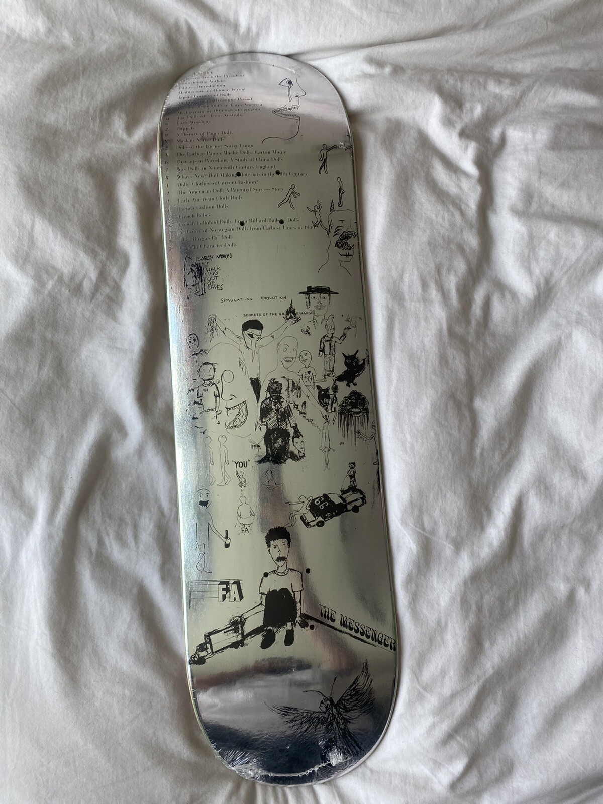 FUCKINGAWESOME skateboard deck 8.25 DRAWINGS 2 silver JASON DILL SUPREME-image