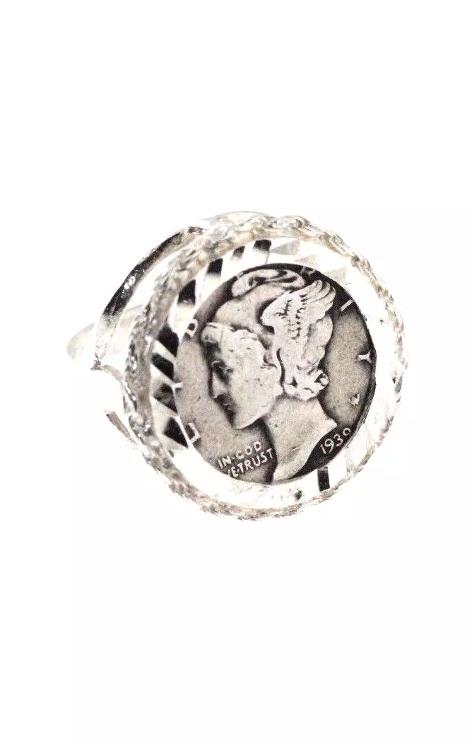 MERCURY DIME 1939 D ON STERLING SILVER RING SIZE 7 eBay