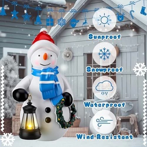  Pack de 2 Estatua de Navidad Camino Exterior Estatua de Jardín con Muñeco de Nieve Solar Foto 4 de 4