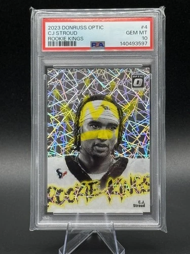 C.J. STROUD PSA 10 2023 PANINI DONRUSS OPTIC #4 ROOKIE KINGS PRIZM RC 9764