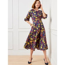 Talbots Dress $168 Sz 12 Puff Sleeve Poplin Midi Dress