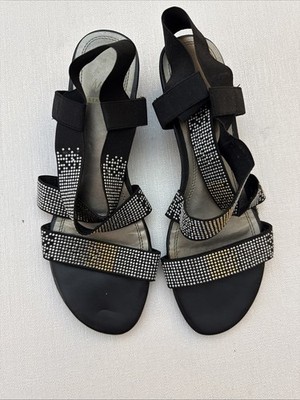 MPO Stretch Ladies Sandles Black & Silver Size 8.5 M