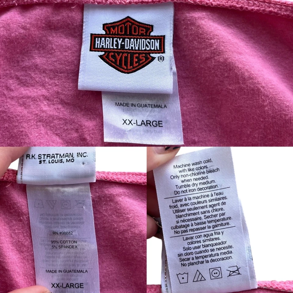 Harley Davidson XXL Rosa Claro Borde de Encaje Big Barn Cami Tanque Y2K Motociclista, Moto De Colección. Foto 4 de 4