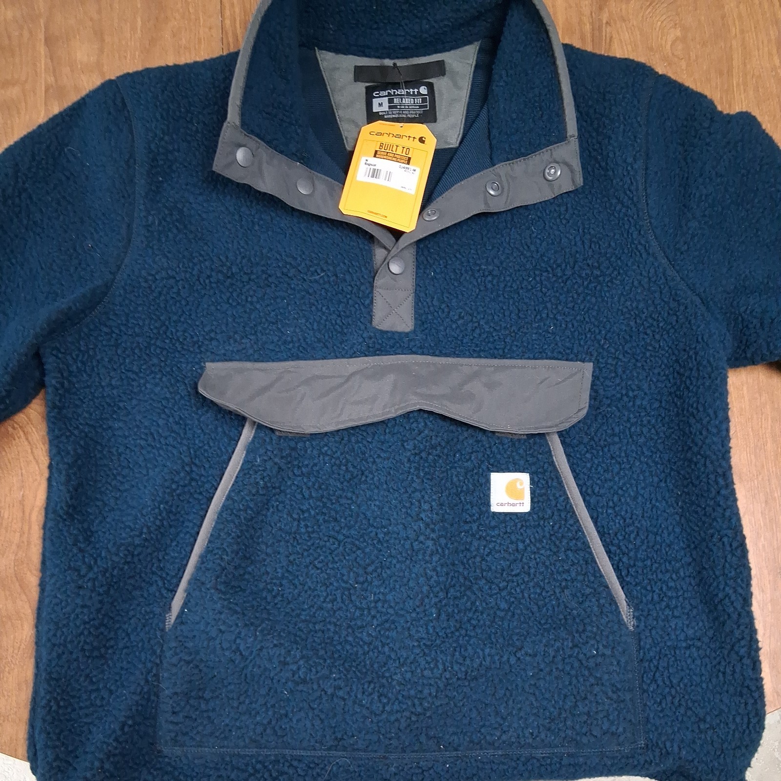 NWT - CARHARTT Mens Relaxed-Fit FLEECE PULLOVER, BLUE, Medium Regular