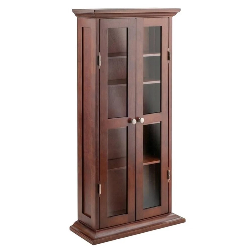 Pemberly Row Solid Wood CD & DVD Media Storage Cabinet in Antique Walnut - Image 2 of 4