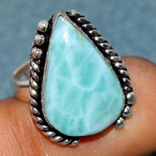 Larimar 925 Silver Plated Ring US 5.5 Delicate Fine Design Most Beautiful JW