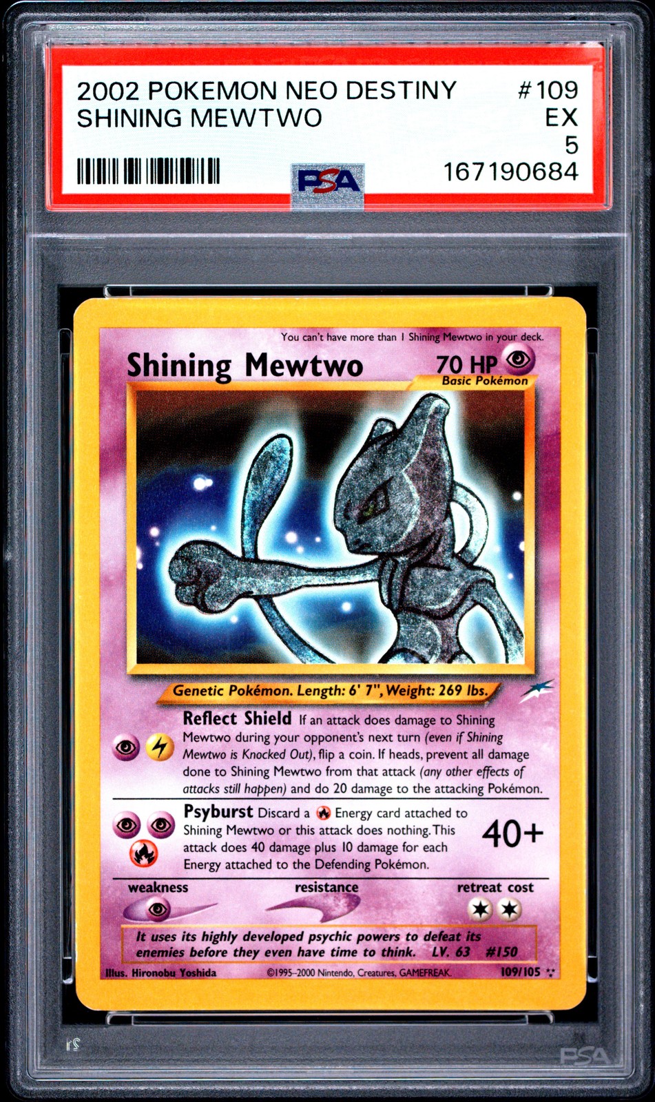2002 POKEMON NEO DESTINY #109 SHINING MEWTWO PSA 5