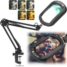 10X Magnifying Glass with Light, Rectangle Real Glass, 5 Color Modes Stepless Di