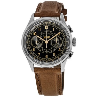 New Tissot Telemeter 1938 Black Dial Leather Men's Watch T142.462.16.052.00