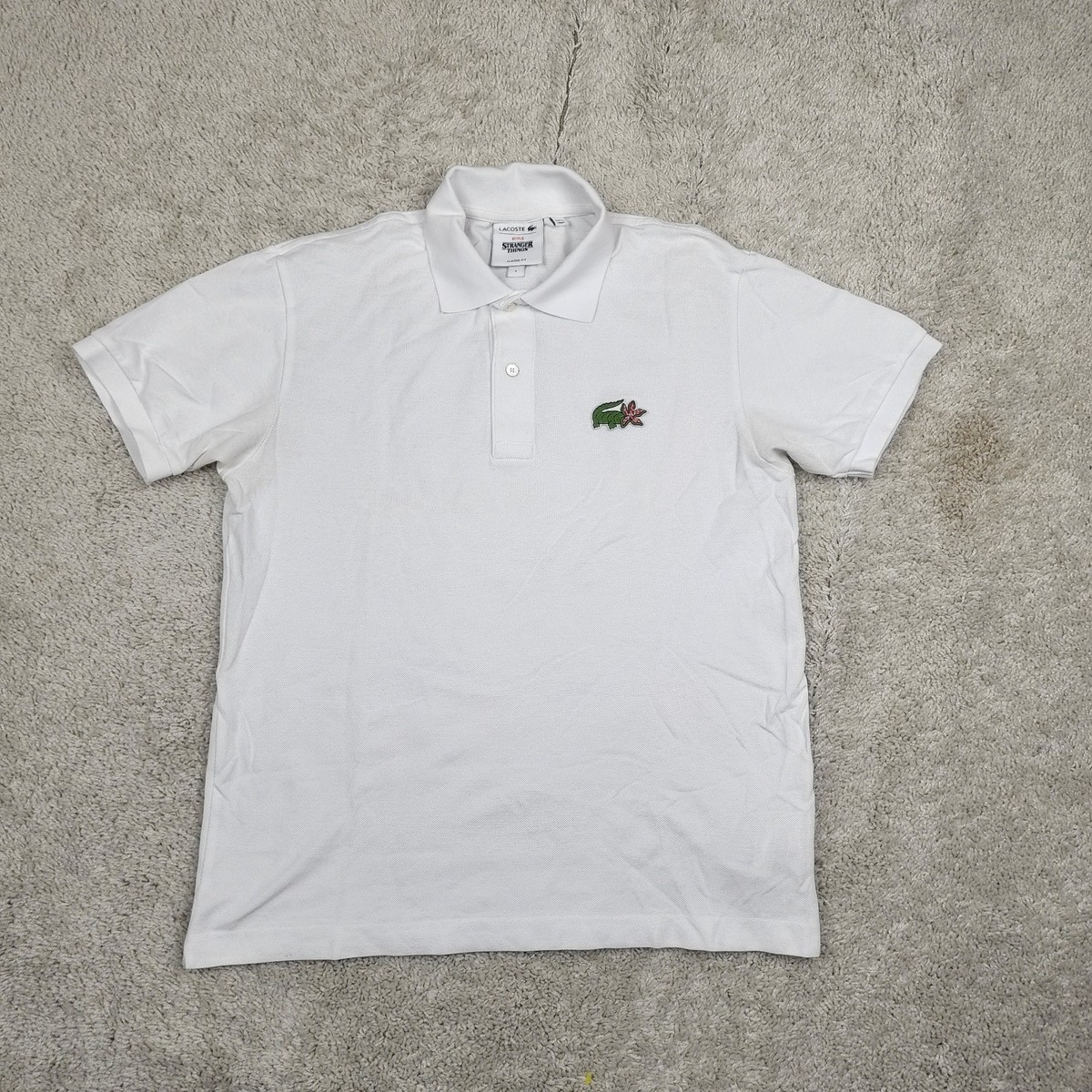 Lacoste X Stranger Things Netflix Series White Polo Demogorgon