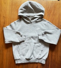 Nike Kids Grey Hoodie Pullover Logo Long Sleeve Sweatshirt Athletic Youth Small