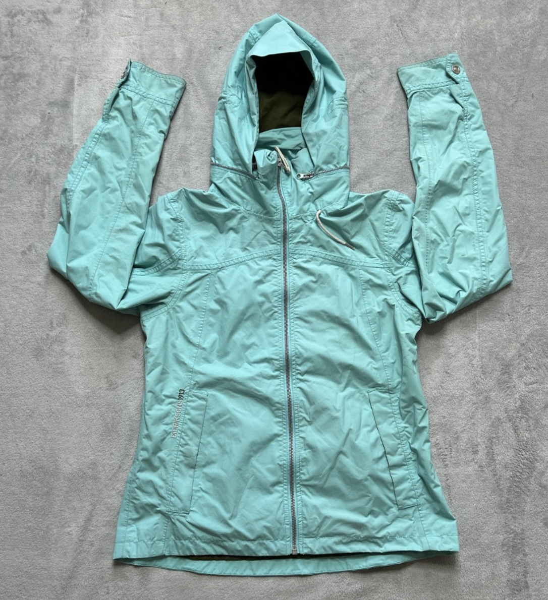 Didriksons Womens Size 36 S Blue Jacket Storm System Hidden Hood Fleece Zip