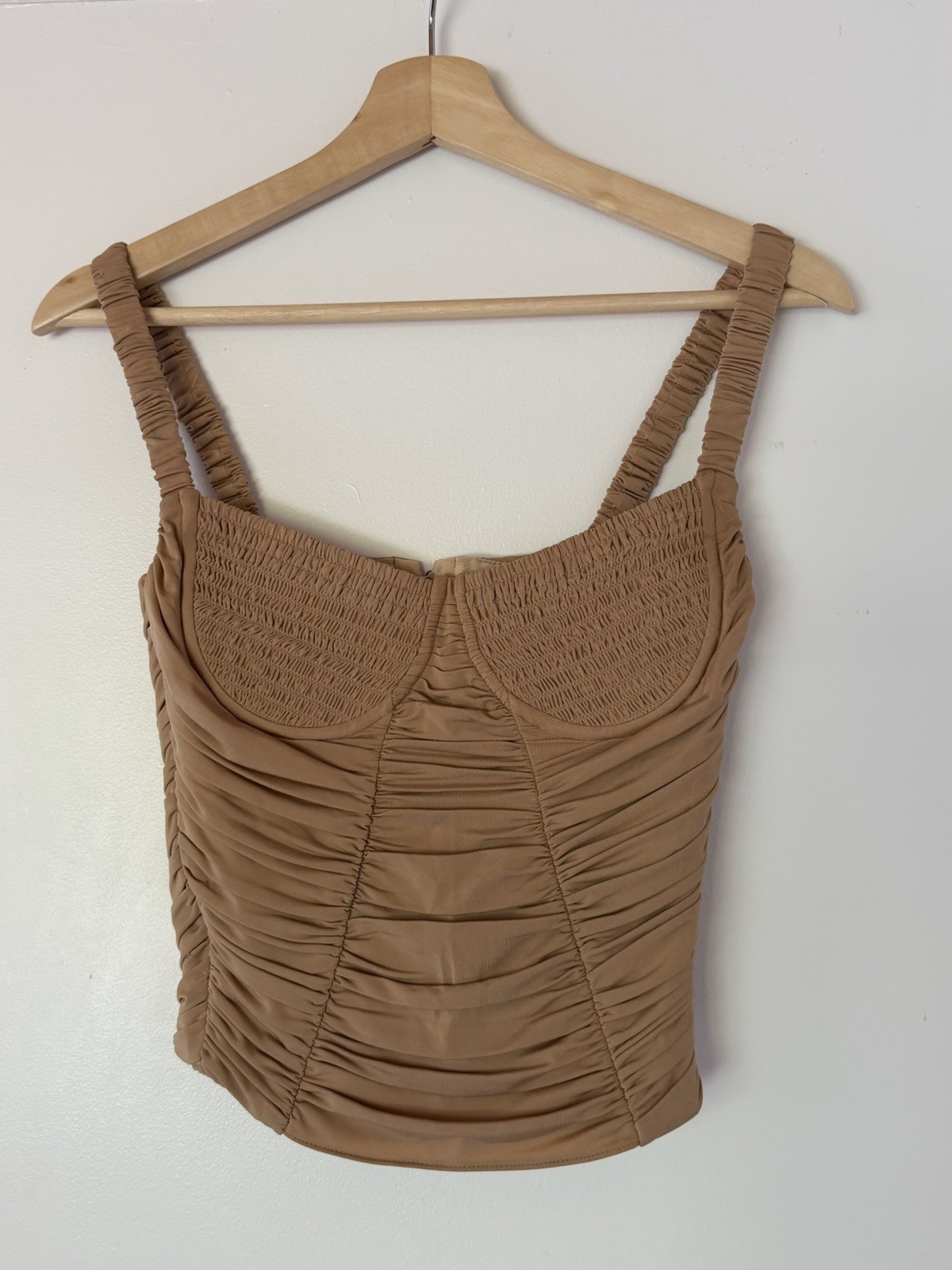 Dion Lee Smocked Doric Corset in Camel Size US 2