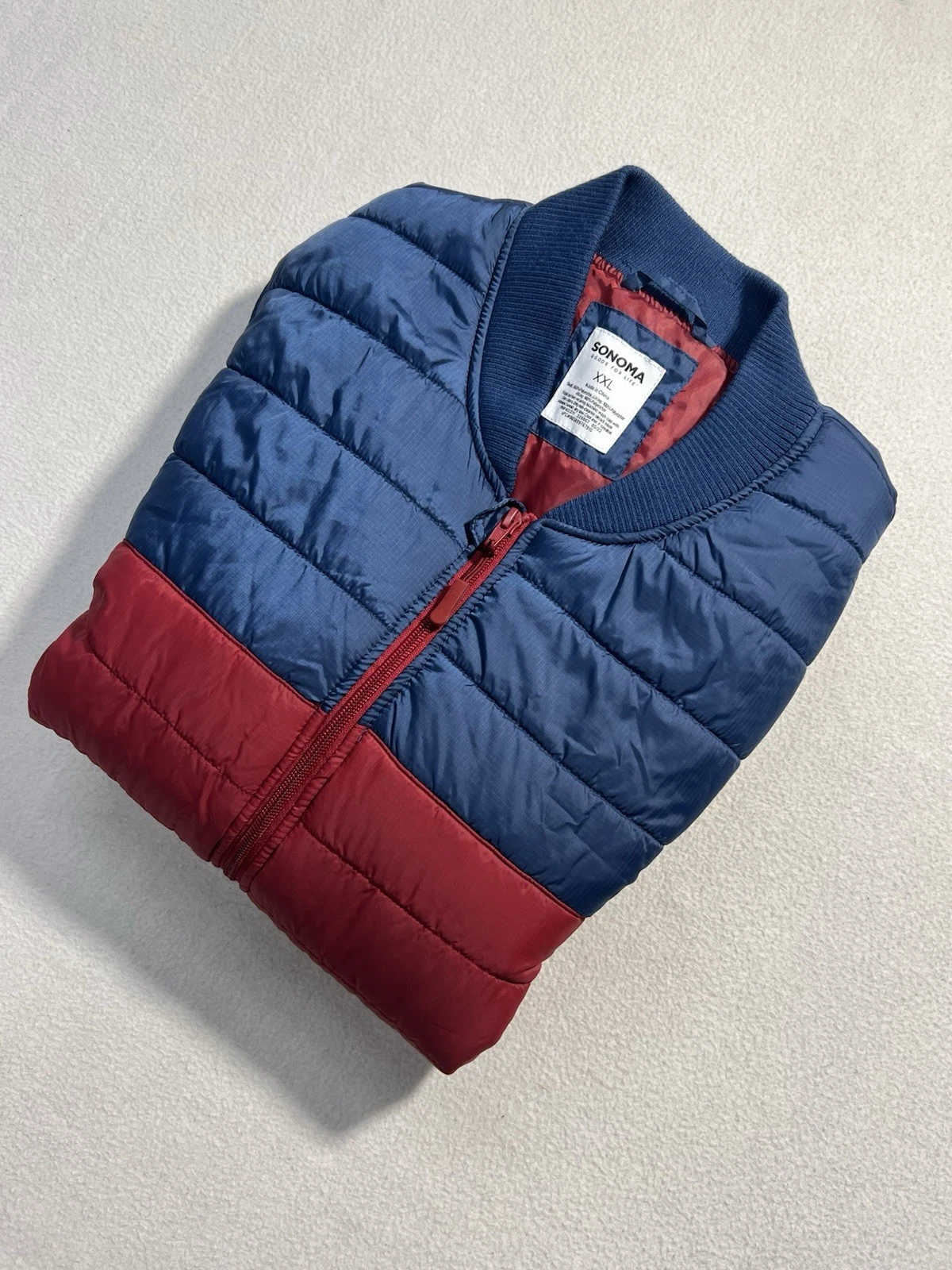 Sonoma Puffer Vest Goods For Life Men’s 2XL Red Navy XXL Church Work Shirt