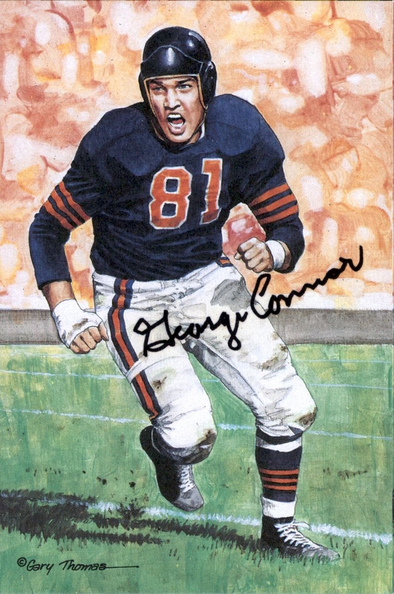 George Connor Bears HOF Autographed Signed Goal Line Art GLAC Postcard JSA 