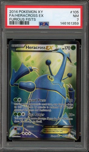 Pokemon Heracross EX XY Furious Fists Full Art #105 PSA 7