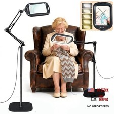 30x10X Extra Large Floor Magnifying Glass with Light & Stand - 3-in-1 Black
