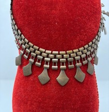 Mid Century Copper Modernist Egyptian Revival Geometric Necklace 1960's 15"