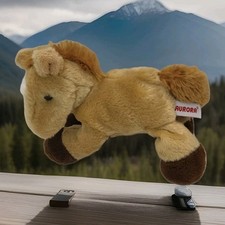 Aurora Tiny Horse Pony Plush Stuffed Animal 7" Tan Brown White Blaze Travel Size