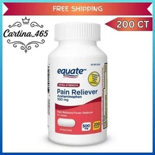 Equate Extra Strength Acetaminophen 500mg 200 Ct | Pain Reliever & Fever Reducer
