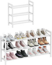 Expandable Shoe Rack, 3-Tier Shoe Organizer for Closet, Adjustable Shoe Rack for