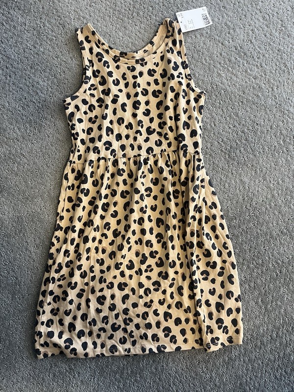 New H & M Girls Tank Top Summer Dress Cheetah Print 6