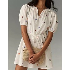Anthropologie Velvet by Graham & Spencer Cleo Embroidered Mini Dress Size S