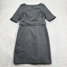Banana Republic Dress Womens 8P Gray Sheath Belt Office Career Old Money Boss
