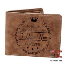 THTCSQ To My Dad Gifts,Leather Wallet for Men, Engraved Never forget DAD