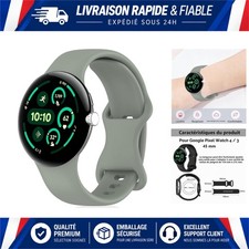 Bracelet Silicone Google Pixel Watch 4 45mm et Watch 3 45mm Sport Gris Vert