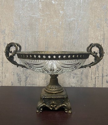 Crystal Centerpiece Bronze Mounted Bowl Mark Roberts Baccarat Style