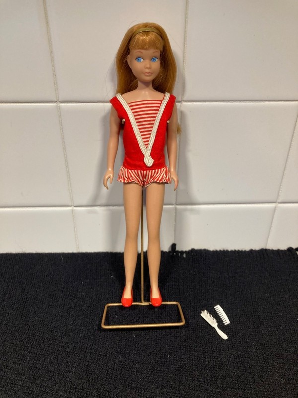Vintage Straight Leg Titian Skipper Doll #950 in Original Swimsuit & Flats 1963