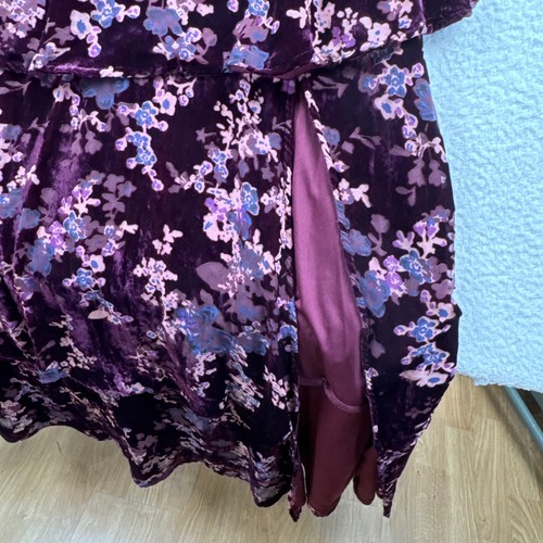 Lulus Maxi Dress Burgundy Floral Velvet Burnout Tiered Whimsigoth Dark Fairy XL - Picture 13 of 24