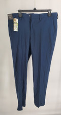 Haggar Pants Mens 34x29 Blue Slim Fit Stretch Stria Premium Comfort Dress Work