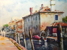 Original Venice, Italy Landscape Painting by Jay Jack Jung (b. 1955) Signed, COA