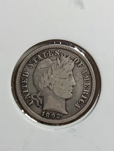 1892 - United States - Barber 10C Dime - First Year Silver .900 🇺🇸 Item F12M10
