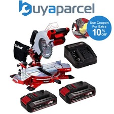 Einhell 18V 2x 2.5Ah 210mm Mitre Saw Set Battery Charger TE-MS18/210 Cordless
