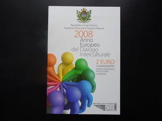 SAN MARINO 2008 2 EURO COMMEMORATIVI DIALOGO INTERCULTURALE FDC. VEDI FOTO
